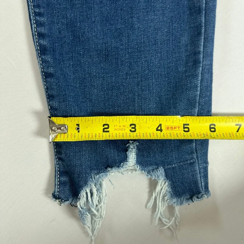 Judy Blue Jeans Women 0/24 Blue Slim Fit  Distressed Denim Frayed Hem Stretch
